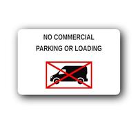 No Commercial Parking or Loading Sign - 14.0x9.0cm Brushed Aluminium