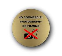No commercial photography or filming Sign - 9.5x9.5cm Brushed Aluminium