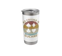 No Crying in Euchre Vintage Euchre Card Game Stainless Steel Insulated Tumbler