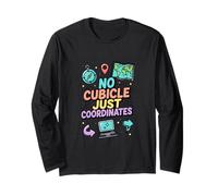 No Cubicle Just Coordinates Travel Freedom Design Long Sleeve T-Shirt
