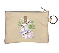No Cuts No Glory Funny Kitchen Cooking Art Key Chain Coin Purse Beige