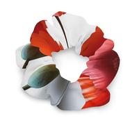 No Damage Scrunchies Elastics Hair Bands Poppy Flowers Vivid Petals Soft Hair Ties for Women Men All Day Comfort All Hair Types