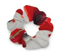 No Damage Scrunchies Elastics Hair Bands Red Poppy Flower Soft Hair Ties for Women Men All Day Comfort All Hair Types