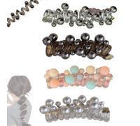 No Damage Soft Elastic Spiral Hair Ties for Women, Pearl Twisted Hair Wire Pony Hair Tie, Colorful Telephone Cord Scrunchies for Ponytails, Ponytail Holders Accessories for Women Girls (Style-E)