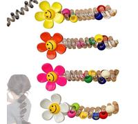 No Damage Soft Elastic Spiral Hair Ties for Women, Pearl Twisted Hair Wire Pony Hair Tie, Colorful Telephone Cord Scrunchies for Ponytails, Ponytail Holders Accessories for Women Girls (Style-D)