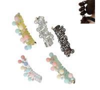 No Damage Soft Elastic Spiral Hair Ties for Women,Spiral Hairs Ties with Beads,Pearl Twisted Hairs Wire Pony Hairs Tie (f)