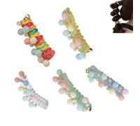No Damage Soft Elastic Spiral Hair Ties for Women,Spiral Hairs Ties with Beads,Pearl Twisted Hairs Wire Pony Hairs Tie (h)