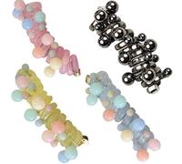 No Damage Soft Elastic Spiral Hair Ties for Women,Spiral Hairs Ties with Beads,Pearl Twisted Hairs Wire Pony Hairs Tie (d)