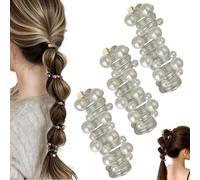 No Damage Soft Elastic Spiral Hair Ties, Subsistenceed Pearl Spiral Telephone Cord Hair Ties for Women, Twisted Hairs Wire Pony Hairwire, Colorful Phone Cord Twisty Hairties Ponytail Holders(White*3PC