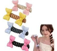 No Damage Soft Elastic Spiral Hair Ties, Twisted Hair Wire Pony Hairwire, Coil Hair Bands for Women & Girls, Comfortable Phone Cord Hair Ties for All Hair Types (4PCS-D)