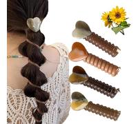 No Damage Soft Elastic Spiral Hair Ties, Twisted Hair Wire Pony Hairwire, Soft Pearl Braided Telephone Elastic Spiral Hairs Ties, 2/3/4Pcs colorful Telephone Cord Twisted Wire Hairs Tie (#4-4pcs)