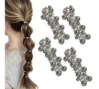 No Damage Soft Elastic Spiral Hair Ties, Twisted Hairs Wire Pony Hairwire, Pearl Twisted Hair Wire Pony Hair Tie, For Everyday Wear Special Occasions (Silver)