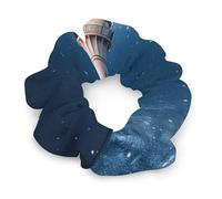 No Damage Soft Polyester Hair Ties Lighthouse Under Starry Night Hair Scrunchie for Women Men Hair Accessories Great Gift for Holiday