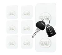 No Damage Wall Hooks - 2.36 x 2.36 x 0.39 Inch 8 Piece Durable Clear Key Rack, Removable Utility Hanging Pegs Without Trace, For Shower Door | Room D