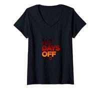 No Days Off Motivational Fitness Workout V-Neck T-Shirt, Women, Black, XL