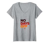 No Days Off Motivational Fitness Workout V-Neck T-Shirt, Women, Heather Grey, L