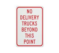 No Delivery Trucks Beyond This Point Sign 12 X 8 Inches Reflective Aluminum Metal Warning Signage With Symbol For Indoor Outdoor Use