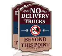 No Delivery Trucks Beyond This Point Sign - 2 Pack, 10x14 Inch .040 Rust-Free Aluminum, Weatherproof - Commercial & Residential Property Signs Brown/Navy Blue
