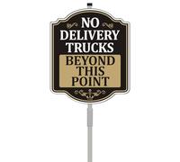 No Delivery Trucks Beyond This Point Sign in Driveway Private Property Road Drive Traffic 10" x 12" With 35" Long Metal Stakes Outdoor Use Yard Aluminum