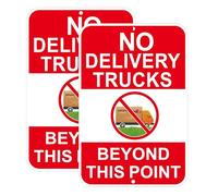 No Delivery Trucks Beyond This Point Sign, Red Aluminum Warning Sign, 12 x 18 Inches, 2 Pack