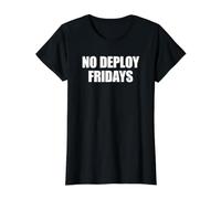 No Deploy Fridays Developer Coder Meme Software Programming Value Graphic T-Shirt, Women, Black, M