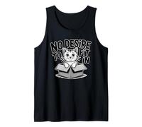 No Desire to Fit in Funny Cat Lover Cute Cartoon Cat Saying Tank Top