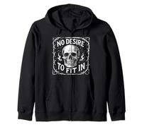 No Desire To Fit In Skull Design Alternative Style Zip Hoodie