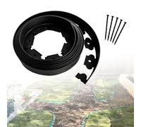 No Dig Landscape Edging Border KitFlexible Plastic Lawn Edging with Spikes Lightweight 5cm Height x 10m Length for Flower Beds & Yard Landscaping (Black)