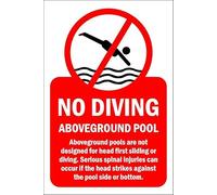 No diving, aboveground pool - 1mm flexible Plastic sign (600mm x 400mm)