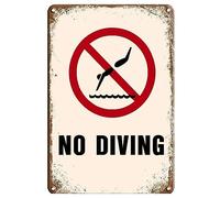 No Diving Pool Warning Tin Sign Swimming Pool Rules Funny Signs Vintage Pool Rules Wall Decoration For Backyard Bar Outdoor Swimming Pool Sign 20x30cm