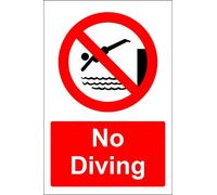 No Diving Swimming Pool Sign - Self Adhesive Sticker 300mm x 200mm