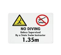 No Diving Unless Supervised By A State Swim Instructor 12 X 8 Inches Reflective Aluminum Metal Warning Signage With Symbol For Indoor Outdoor Use