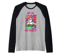 No DJ No Party DJ Unicorn Music Festival Rave Raglan Baseball Tee