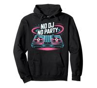 No Dj No Party Vibrant Music Turntable Pullover Hoodie
