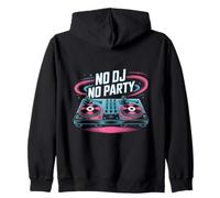 No Dj No Party Vibrant Music Turntable Zip Hoodie