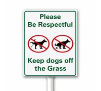 No Dog Poop No Peeing Signs, Please Be Respectful, Keep the Dog off the Grass Yard With Stake for Garden Lawn Front Door Street Road, 12x15 CM Sturdy Aluminum Rust Free Fade Resistant