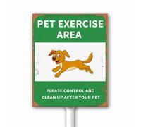No Dog Poop Sign,Pet Exercise Area, Control and Clean Up After Your Pet Funny Dog Poop Rustic Yard Sign With Stake, 20x30 CM Sturdy Aluminum Rust Free Easy Install