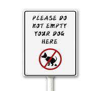 No Dog Poop Sign, Please Do Not Empty Your Dog Here no dog poop signs for yard with Stake 12x15cm Sturdy Aluminum Sign Weatherproof Rust Free Easy Install