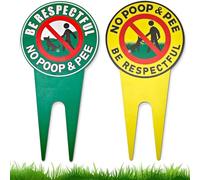 No Dog Poop Signs Yard Signs 2Pcs Double-Sided 12 X 6In Aluminum UV Protected Weatherproof Stop Dogs from Pooping/Peeing, No Poop No Pee Dog Signs for Yard, Be Respectful Sign for Outdoor Use