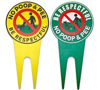 No Dog Poop Signs Yard Signs 2Pcs Double-Sided 12 x 6In Aluminum UV Protected Weatherproof Stop Dogs from Pooping/Peeing