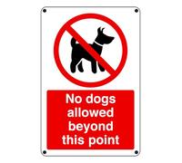 No Dogs Allowed Beyond This Point - safety sign- 3mm Pre-Drilled Aluminium Dibond for indoor/outdoor usage (600mm x 400mm) 20m Viewing Distance.