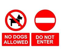No dogs allowed do not enter prohibition sign - Self adhesive sticker (200mm x 150mm)