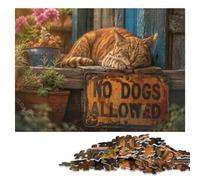 No Dogs Allowed Sign Adult Wooden Jigsaw Puzzle 500 Pieces | Adult Puzzle: Christmas puzzle gift for adults, solo or shared puzzle time.