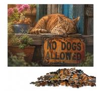 No Dogs Allowed Sign Wooden Jigsaw Puzzle, Gift for Adults | Adult Puzzle - puzzle activity for spare time during indoor leisure.