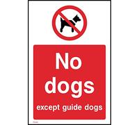 No Dogs Except Guide Dogs Sign - 75mm x 100mm - Self Adhesive Sticker (PG46)