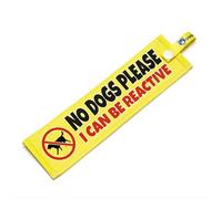 No Dogs Please - I Can Be Reactive Lead Sleeve with Stop Sign - High Visibility Warning Wrap for Dog Walks - Yellow with Black Text & Red Symbol - Snap Waterproof Design (Yellow - No Dogs Sign)