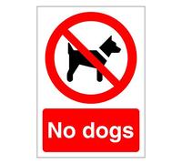 No dogs prohibition safety sign - Self adhesive vinyl sticker 100mm x 140mm - Warns that an activity is not permitted (1)