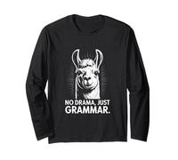 No Drama Just Grammar Llama Humor Long Sleeve T-Shirt