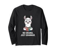 No Drama Just Grammar Llama Humor Long Sleeve T-Shirt