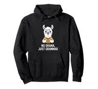 No Drama Just Grammar Llama Humor Pullover Hoodie